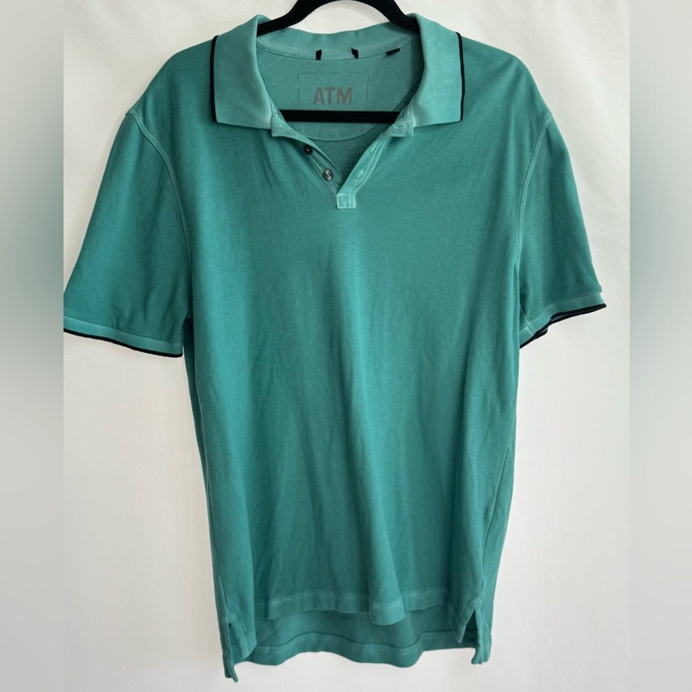 ATM Anthony Thomas Melillo Polo Shirt Blue Green Men’s Size Large